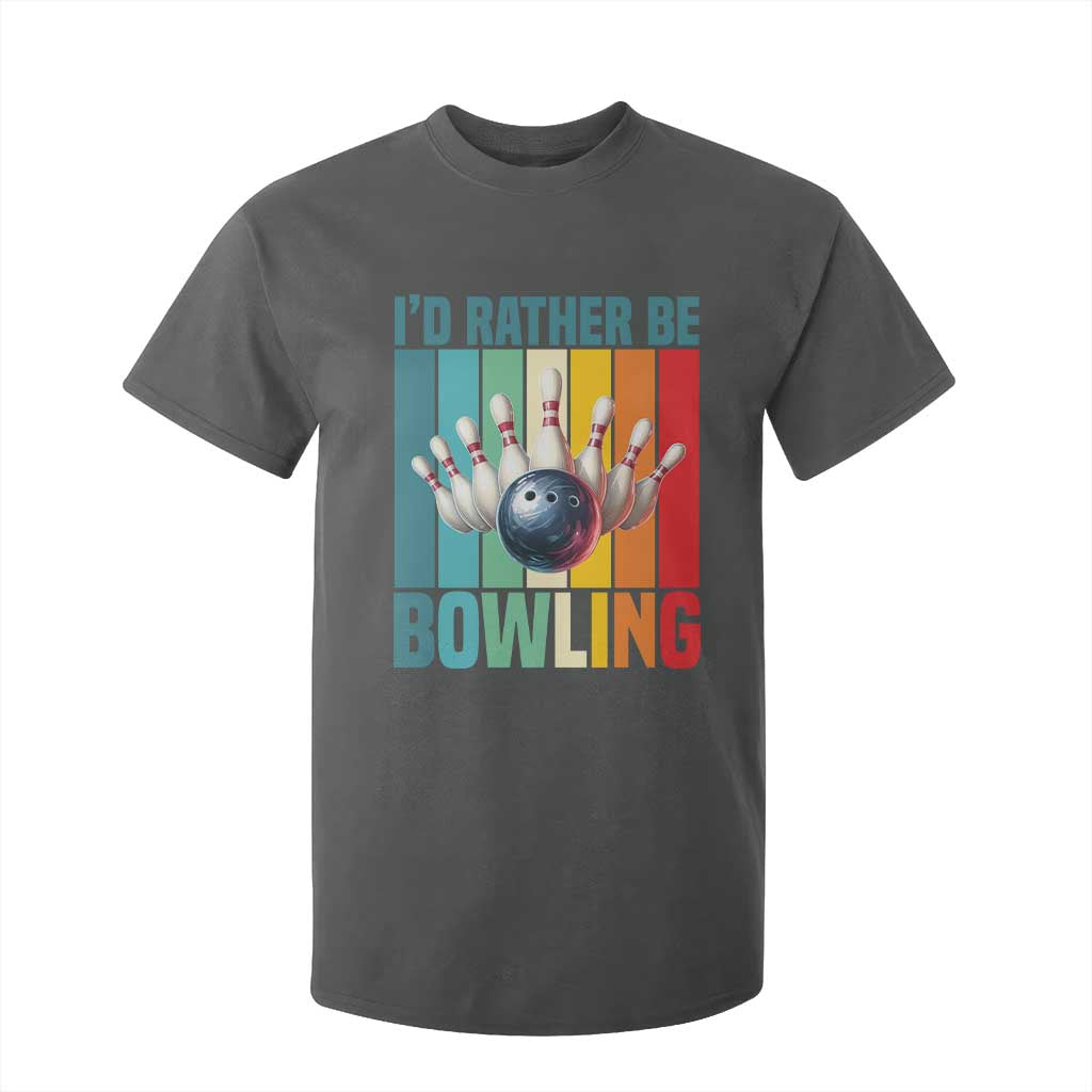 Funny Bowling Quote T Shirt For Kid Id Rather Be Bowling Gift TS12 Dark Heather Print Your Wear