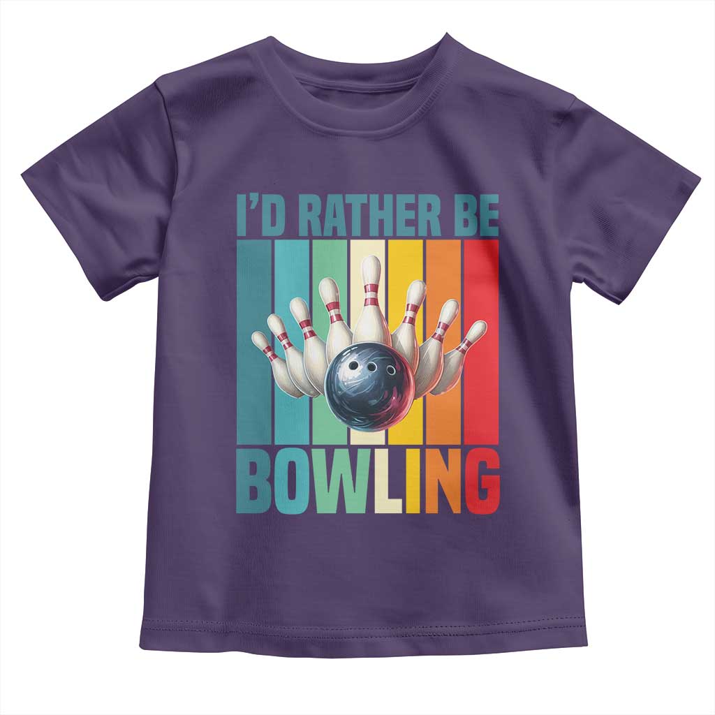 Funny Bowling Quote Toddler T Shirt Id Rather Be Bowling Gift TS12 Purple Print Your Wear
