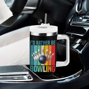 Funny Bowling Quote Tumbler With Handle Id Rather Be Bowling Gift TS12 Print Your Wear