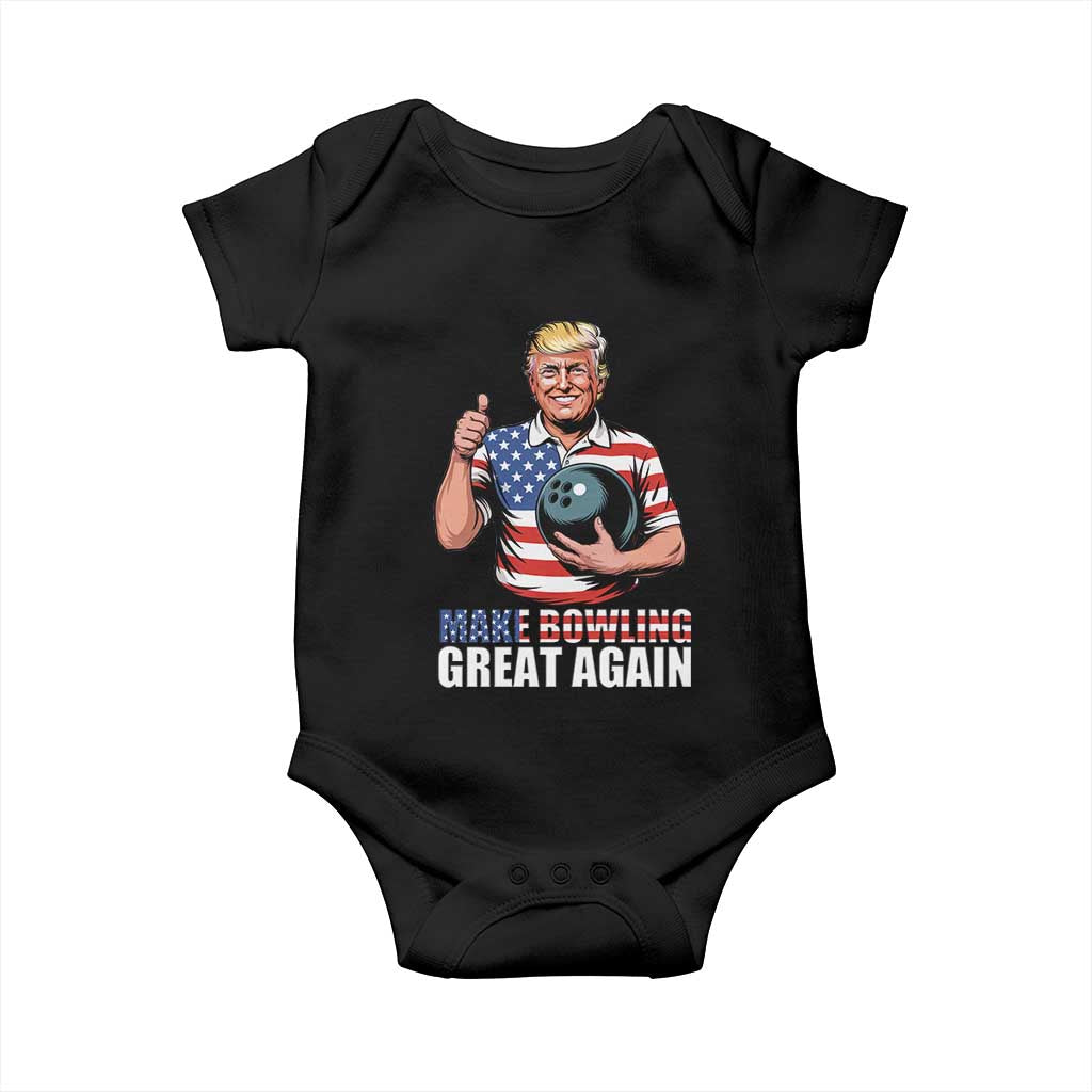Make Bowling Great Again Baby Onesie Funny Trump Bowling Gift TS12 Black Print Your Wear