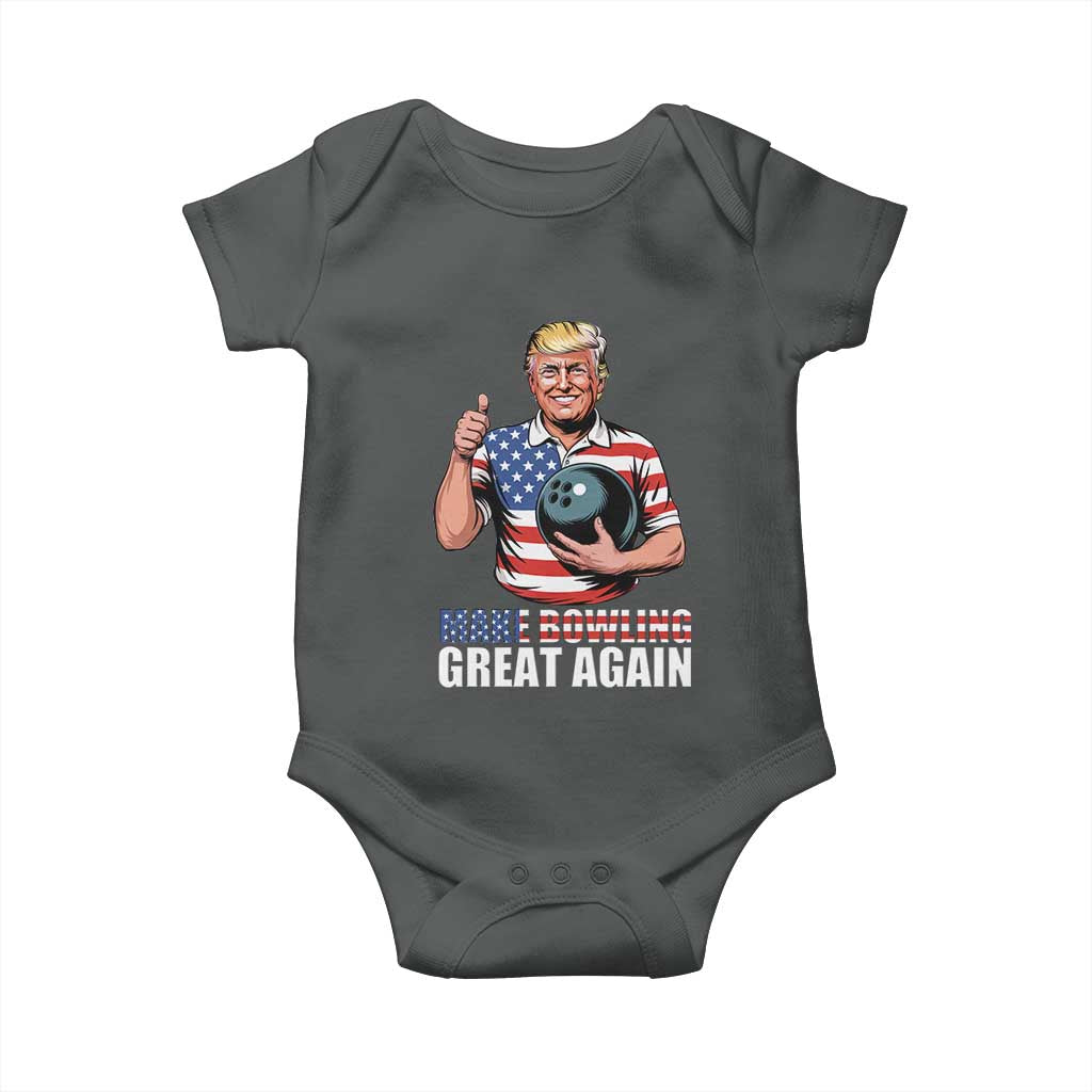 Make Bowling Great Again Baby Onesie Funny Trump Bowling Gift TS12 Dark Heather Print Your Wear