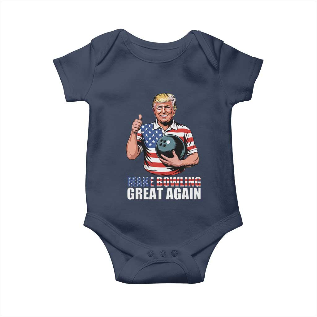 Make Bowling Great Again Baby Onesie Funny Trump Bowling Gift TS12 Navy Print Your Wear