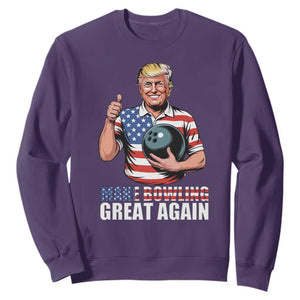 Make Bowling Great Again Sweatshirt Funny Trump Bowling Gift TS12 Purple Print Your Wear