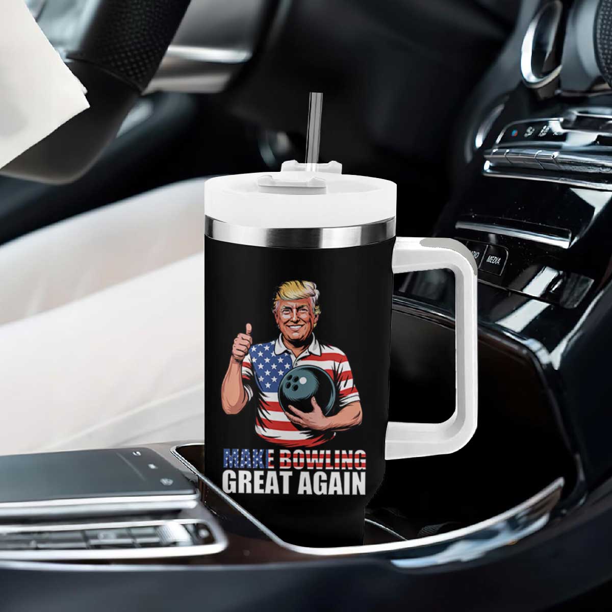 Make Bowling Great Again Tumbler With Handle Funny Trump Bowling Gift TS12 Print Your Wear