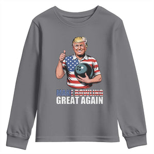 Make Bowling Great Again Youth Sweatshirt Funny Trump Bowling Gift TS12 Charcoal Print Your Wear