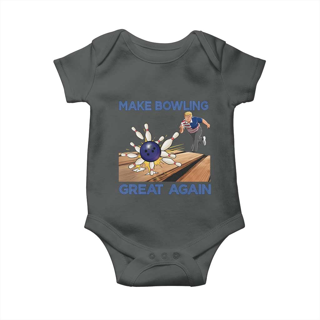 Make Bowling Great Again Baby Onesie Funny Bowler Gift TS12 Dark Heather Print Your Wear