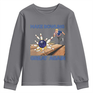 Make Bowling Great Again Youth Sweatshirt Funny Bowler Gift TS12 Charcoal Print Your Wear