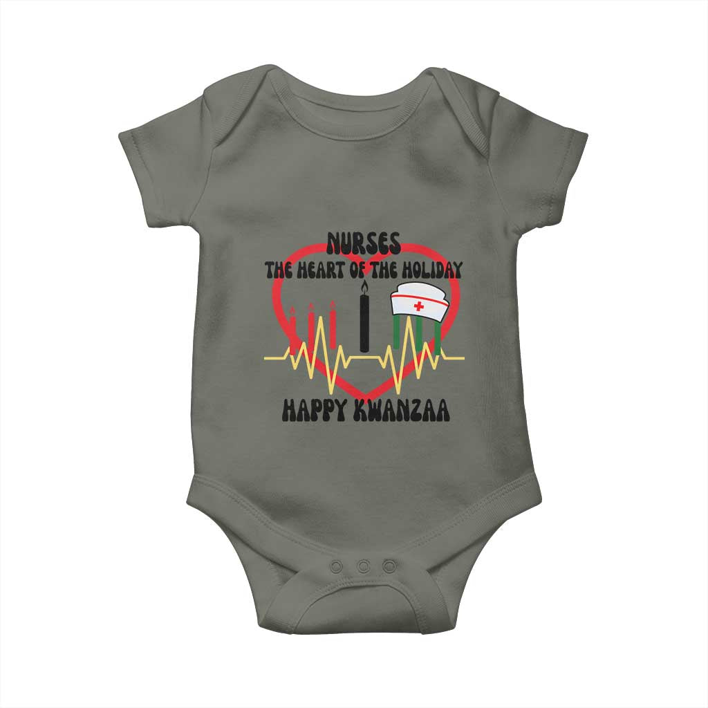 Nurse The Heart Of The Holiday Baby Onesie Happy Kwanzaa Medical Gift TS12 Military Green Print Your Wear