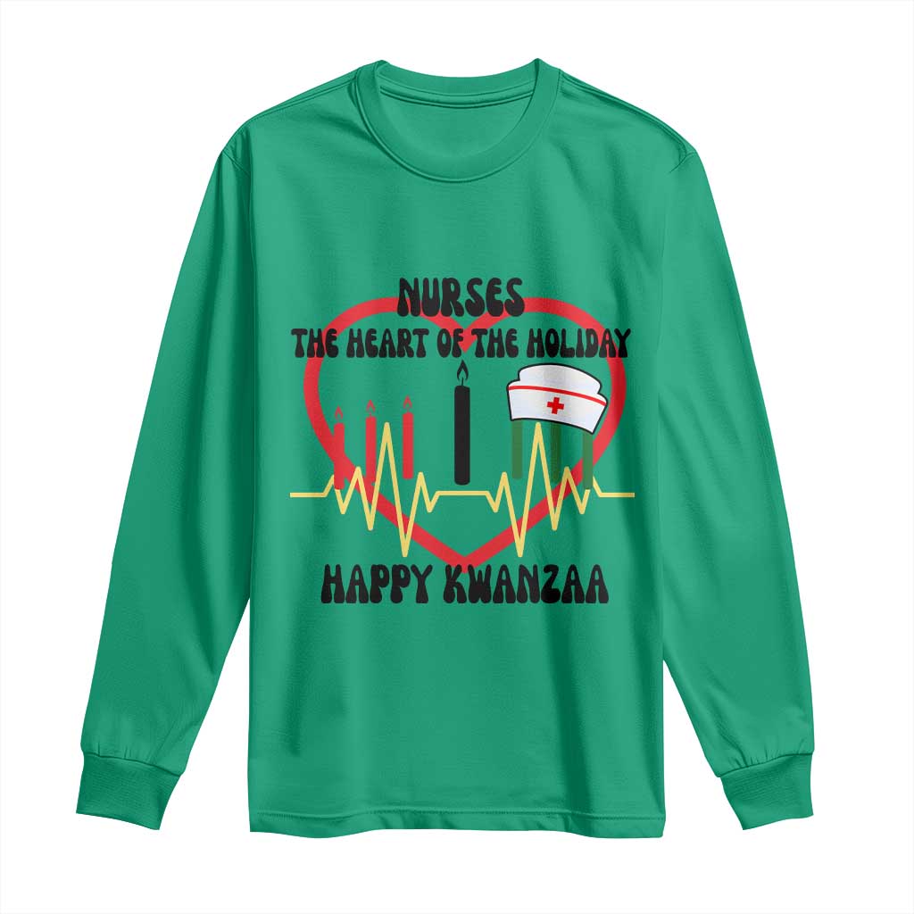 Nurse The Heart Of The Holiday Long Sleeve Shirt Happy Kwanzaa Medical Gift TS12 Irish Green Print Your Wear