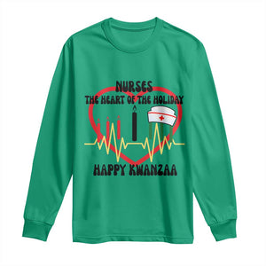 Nurse The Heart Of The Holiday Long Sleeve Shirt Happy Kwanzaa Medical Gift TS12 Irish Green Print Your Wear