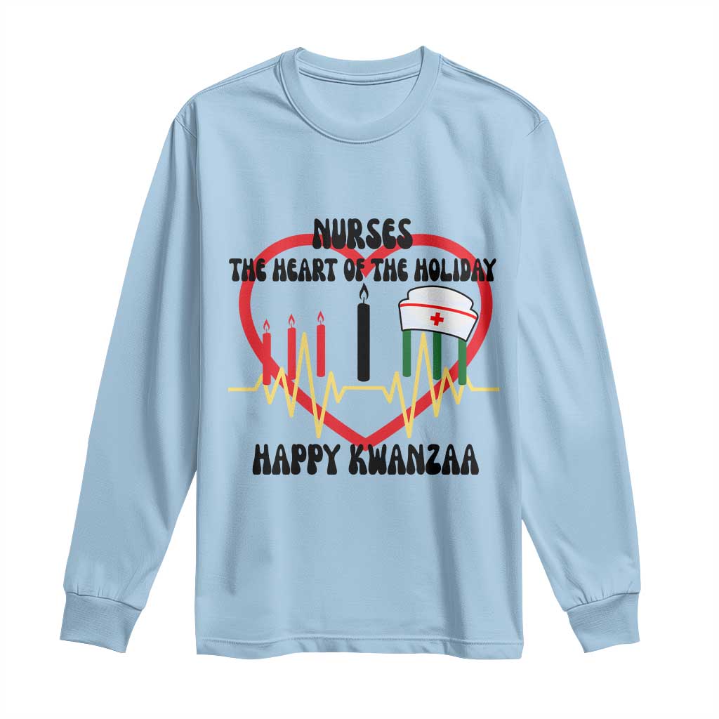 Nurse The Heart Of The Holiday Long Sleeve Shirt Happy Kwanzaa Medical Gift TS12 Light Blue Print Your Wear