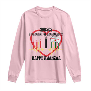 Nurse The Heart Of The Holiday Long Sleeve Shirt Happy Kwanzaa Medical Gift TS12 Light Pink Print Your Wear
