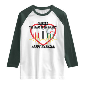 Nurse The Heart Of The Holiday Raglan Shirt Happy Kwanzaa Medical Gift TS12 White Dark Forest Green Print Your Wear