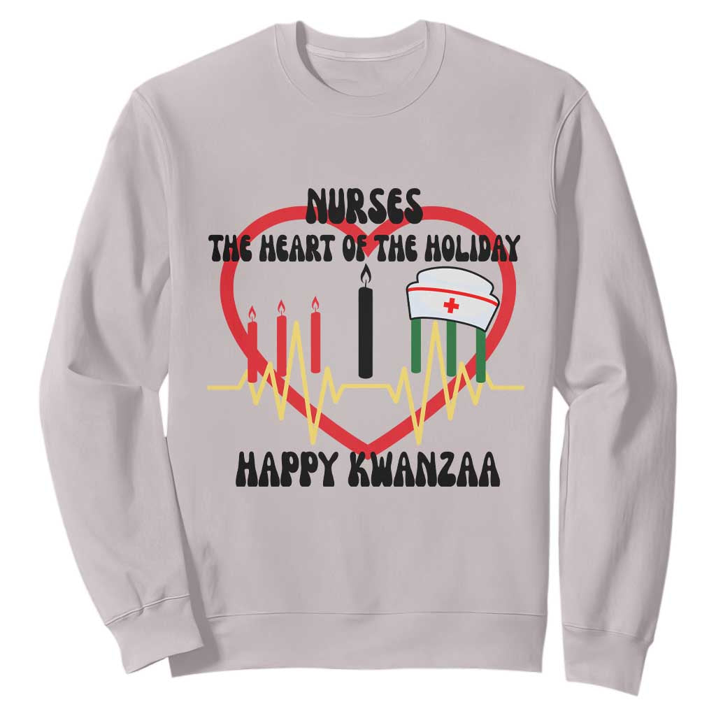 Nurse The Heart Of The Holiday Sweatshirt Happy Kwanzaa Medical Gift TS12 Ice Gray Print Your Wear