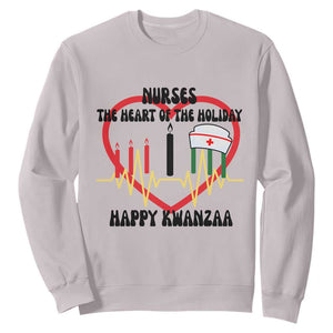 Nurse The Heart Of The Holiday Sweatshirt Happy Kwanzaa Medical Gift TS12 Ice Gray Print Your Wear