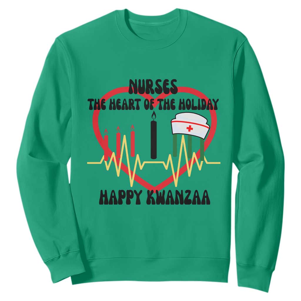 Nurse The Heart Of The Holiday Sweatshirt Happy Kwanzaa Medical Gift TS12 Irish Green Print Your Wear