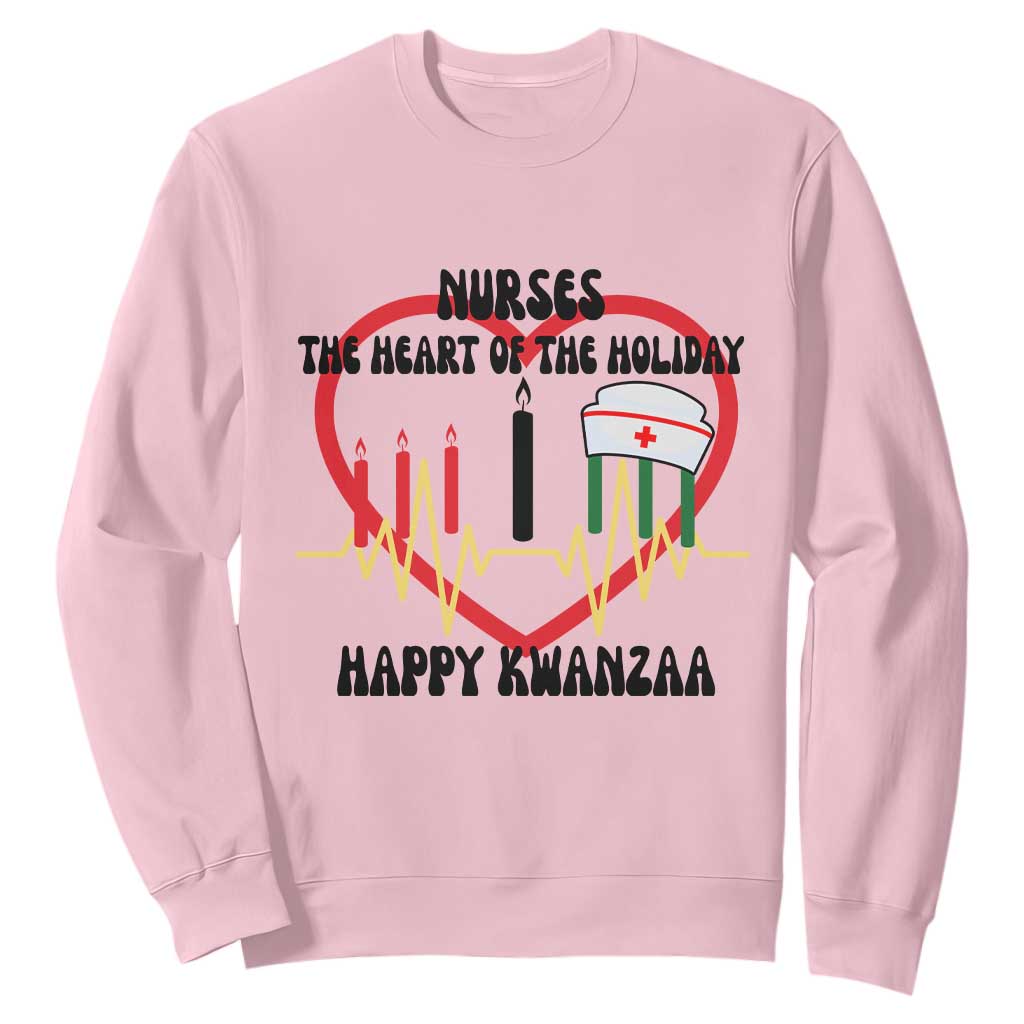 Nurse The Heart Of The Holiday Sweatshirt Happy Kwanzaa Medical Gift TS12 Light Pink Print Your Wear