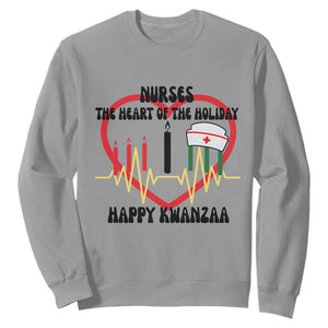 Nurse The Heart Of The Holiday Sweatshirt Happy Kwanzaa Medical Gift TS12 Sport Gray Print Your Wear