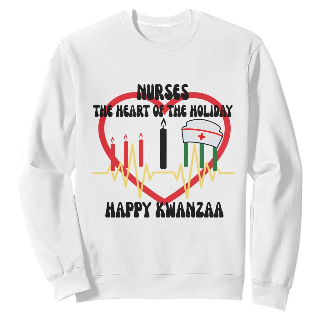 Nurse The Heart Of The Holiday Sweatshirt Happy Kwanzaa Medical Gift TS12 White Print Your Wear