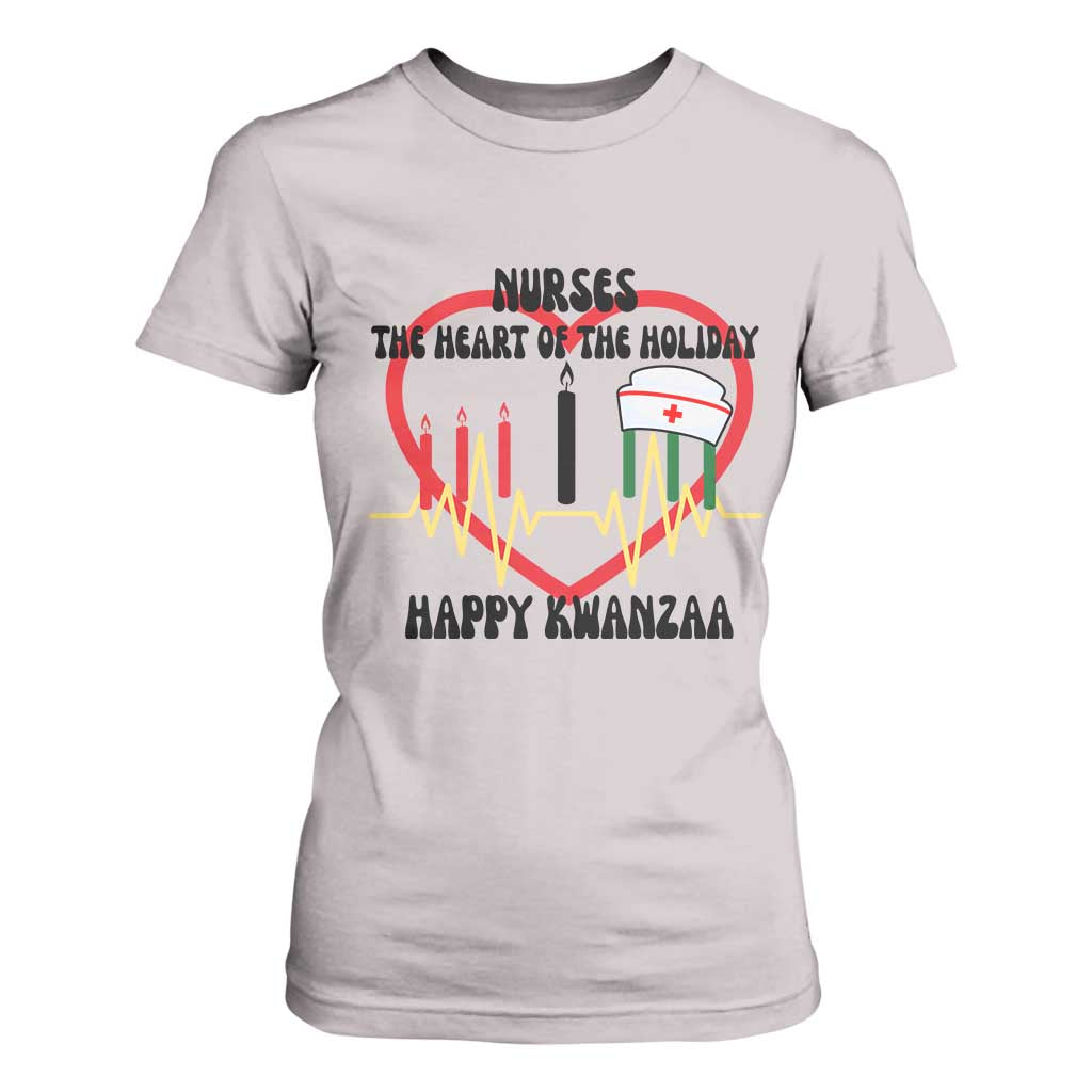 Nurse The Heart Of The Holiday T Shirt For Women Happy Kwanzaa Medical Gift TS12 Ice Gray Print Your Wear