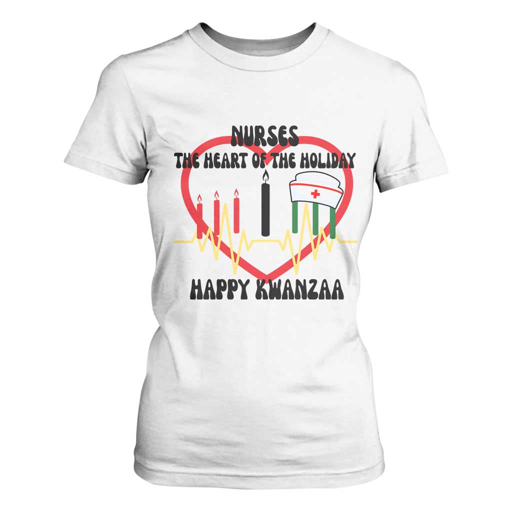 Nurse The Heart Of The Holiday T Shirt For Women Happy Kwanzaa Medical Gift TS12 White Print Your Wear