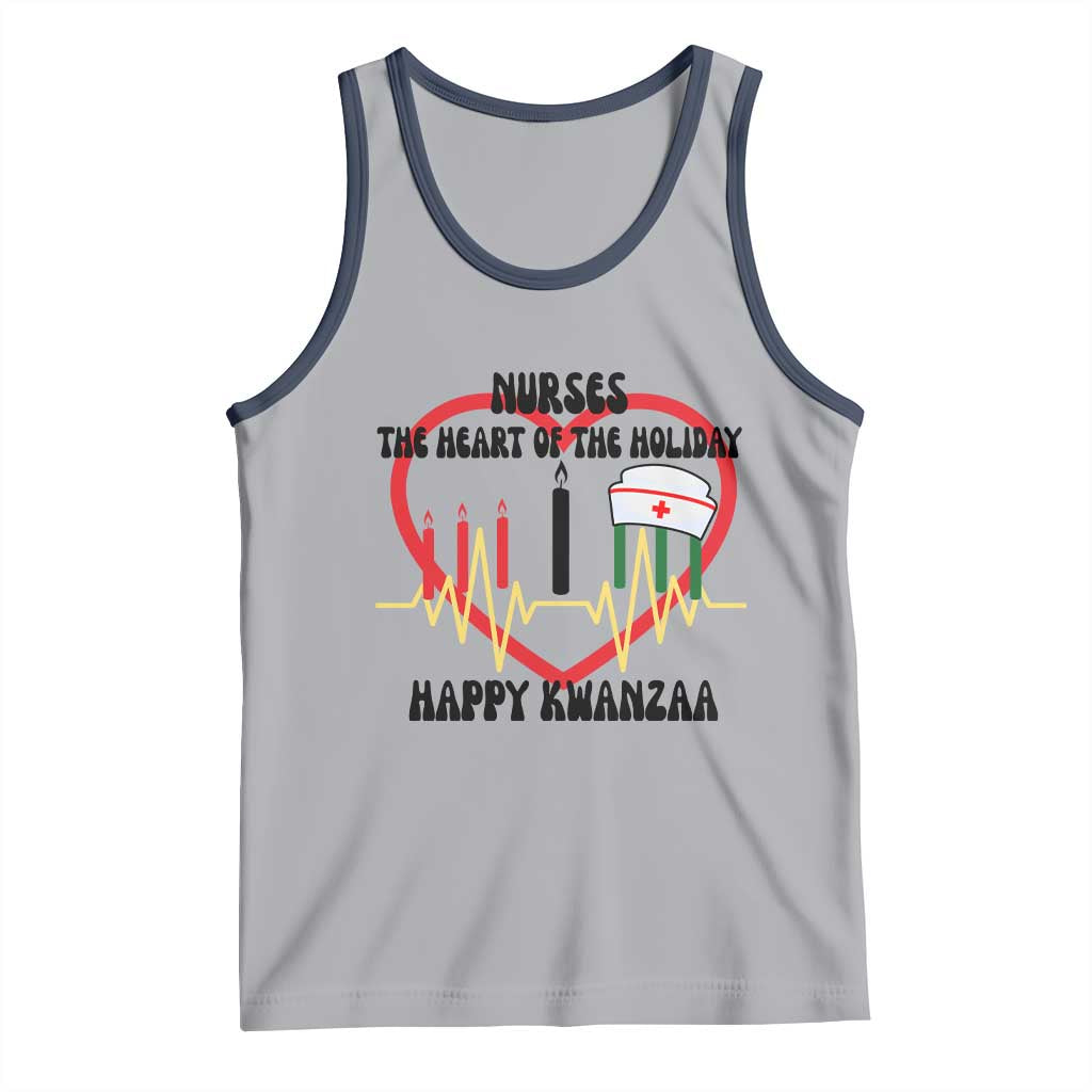 Nurse The Heart Of The Holiday Tank Top Happy Kwanzaa Medical Gift TS12 Athletic Heather Navy Print Your Wear