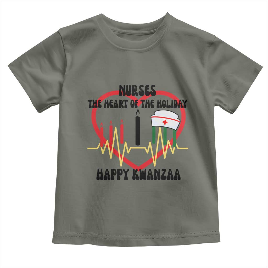 Nurse The Heart Of The Holiday Toddler T Shirt Happy Kwanzaa Medical Gift TS12 Military Green Print Your Wear
