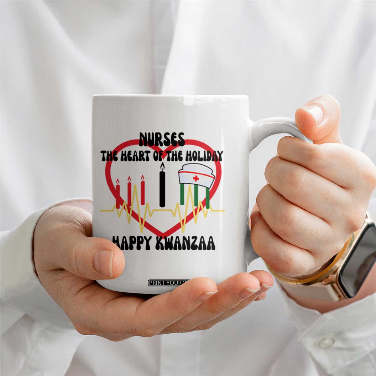 Nurse The Heart Of The Holiday Coffee Mug Happy Kwanzaa Medical Gift TS12 Print Your Wear