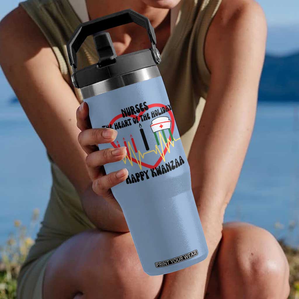 Nurse The Heart Of The Holiday Flip Straw Tumbler Happy Kwanzaa Medical Gift TS12 One Size: 30 oz Light Blue Print Your Wear