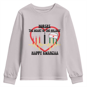 Nurse The Heart Of The Holiday Youth Sweatshirt Happy Kwanzaa Medical Gift TS12 Ice Gray Print Your Wear