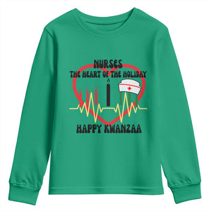 Nurse The Heart Of The Holiday Youth Sweatshirt Happy Kwanzaa Medical Gift TS12 Irish Green Print Your Wear