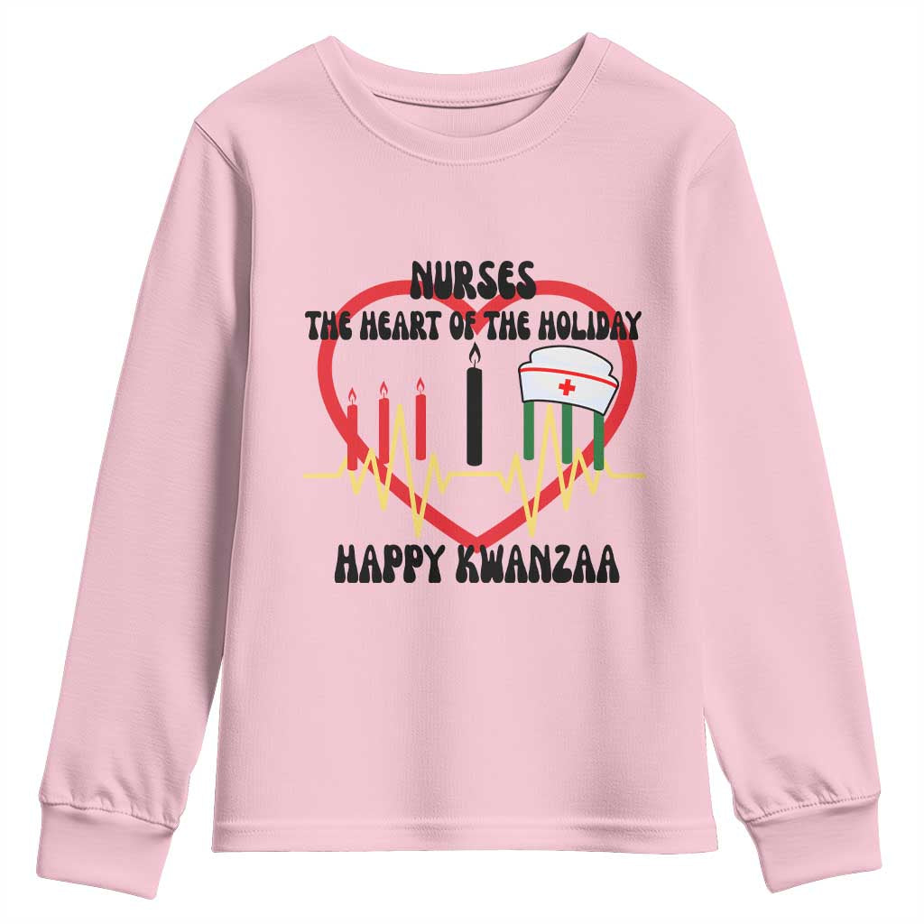 Nurse The Heart Of The Holiday Youth Sweatshirt Happy Kwanzaa Medical Gift TS12 Light Pink Print Your Wear