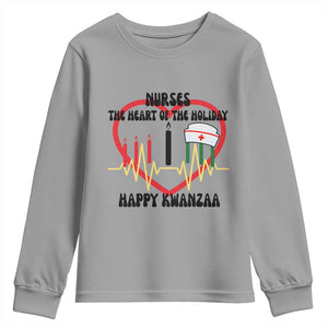 Nurse The Heart Of The Holiday Youth Sweatshirt Happy Kwanzaa Medical Gift TS12 Sport Gray Print Your Wear