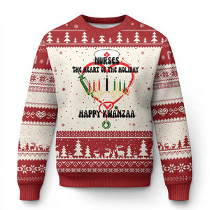 Nurses The Heart Of The Holiday Ugly Christmas Sweater Kwanzaa Celebration Gift TS12 Beige Red Print Your Wear