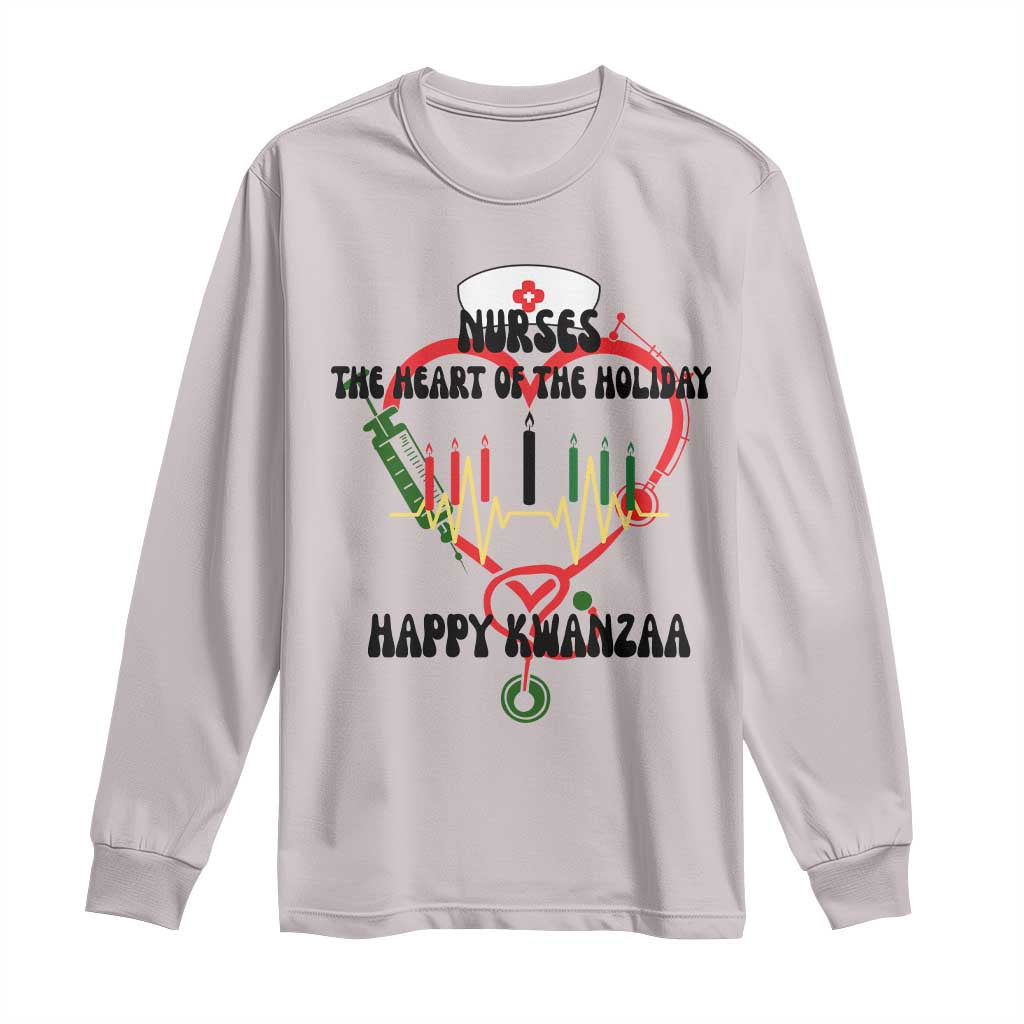 Nurses The Heart Of The Holiday Long Sleeve Shirt Kwanzaa Celebration Gift TS12 Ice Gray Print Your Wear