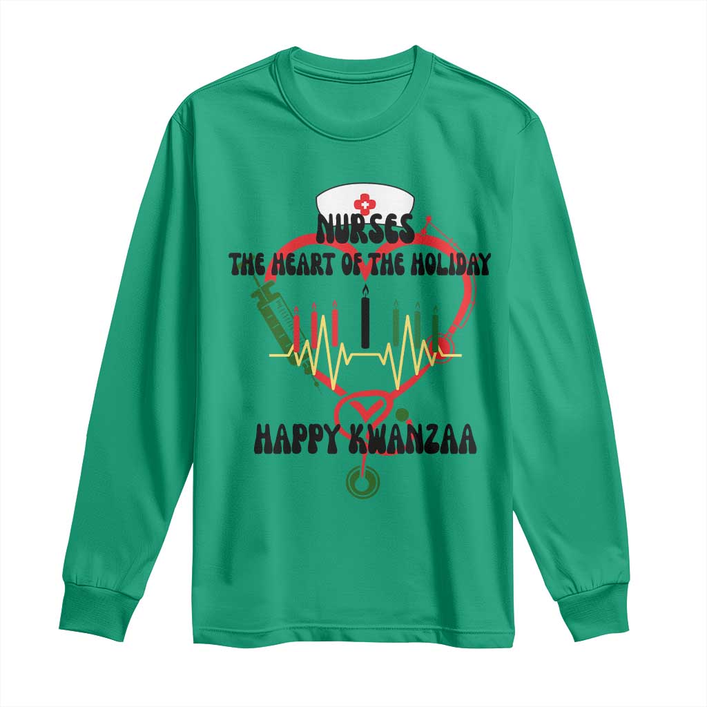 Nurses The Heart Of The Holiday Long Sleeve Shirt Kwanzaa Celebration Gift TS12 Irish Green Print Your Wear