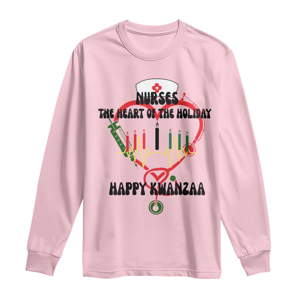 Nurses The Heart Of The Holiday Long Sleeve Shirt Kwanzaa Celebration Gift TS12 Light Pink Print Your Wear