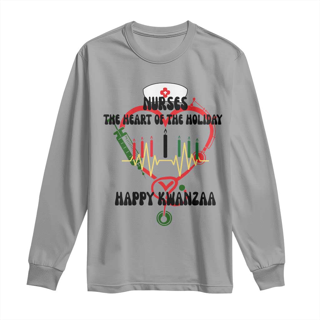 Nurses The Heart Of The Holiday Long Sleeve Shirt Kwanzaa Celebration Gift TS12 Sport Gray Print Your Wear