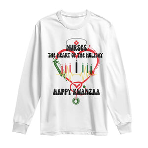 Nurses The Heart Of The Holiday Long Sleeve Shirt Kwanzaa Celebration Gift TS12 White Print Your Wear