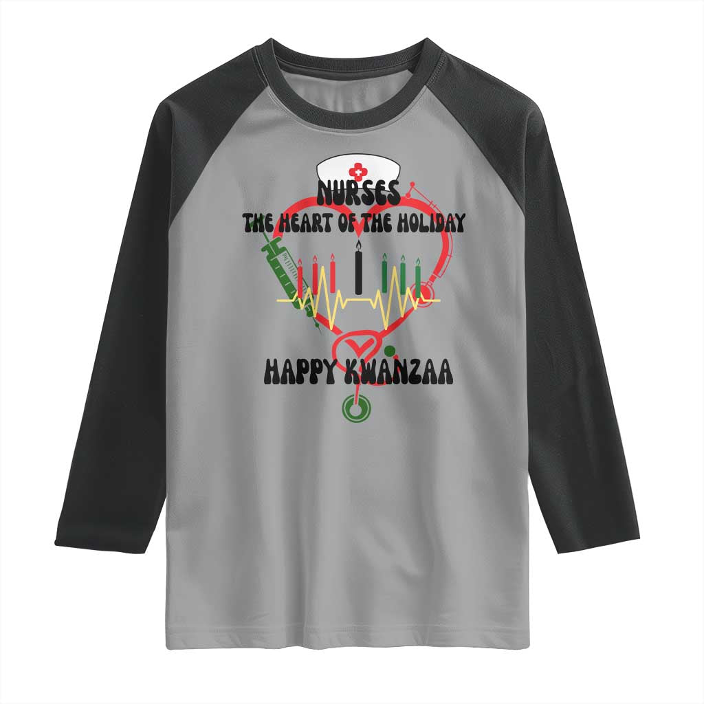 Nurses The Heart Of The Holiday Raglan Shirt Kwanzaa Celebration Gift TS12 Sport Gray Black Print Your Wear