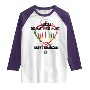 Nurses The Heart Of The Holiday Raglan Shirt Kwanzaa Celebration Gift TS12 White Purple Print Your Wear