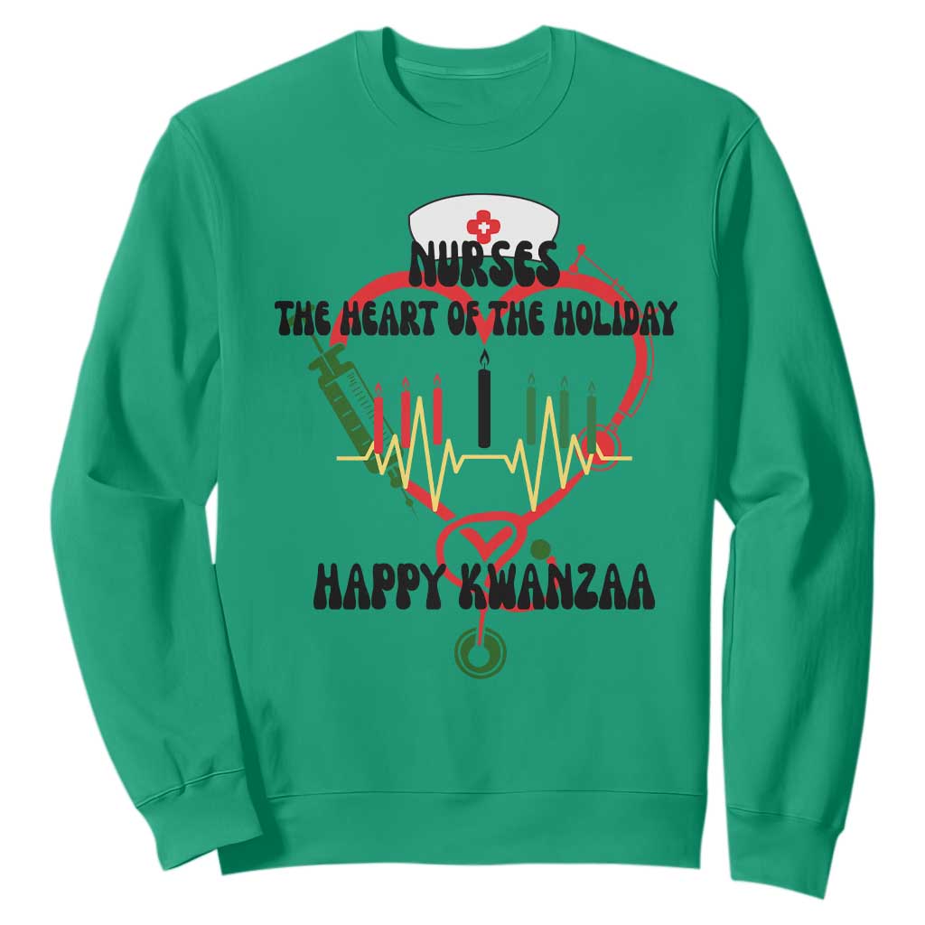 Nurses The Heart Of The Holiday Sweatshirt Kwanzaa Celebration Gift TS12 Irish Green Print Your Wear