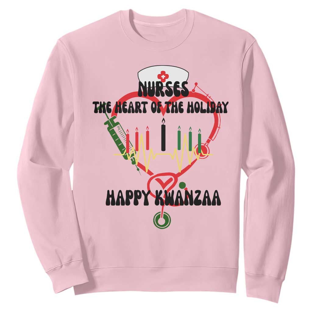 Nurses The Heart Of The Holiday Sweatshirt Kwanzaa Celebration Gift TS12 Light Pink Print Your Wear