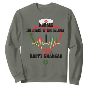 Nurses The Heart Of The Holiday Sweatshirt Kwanzaa Celebration Gift TS12 Military Green Print Your Wear