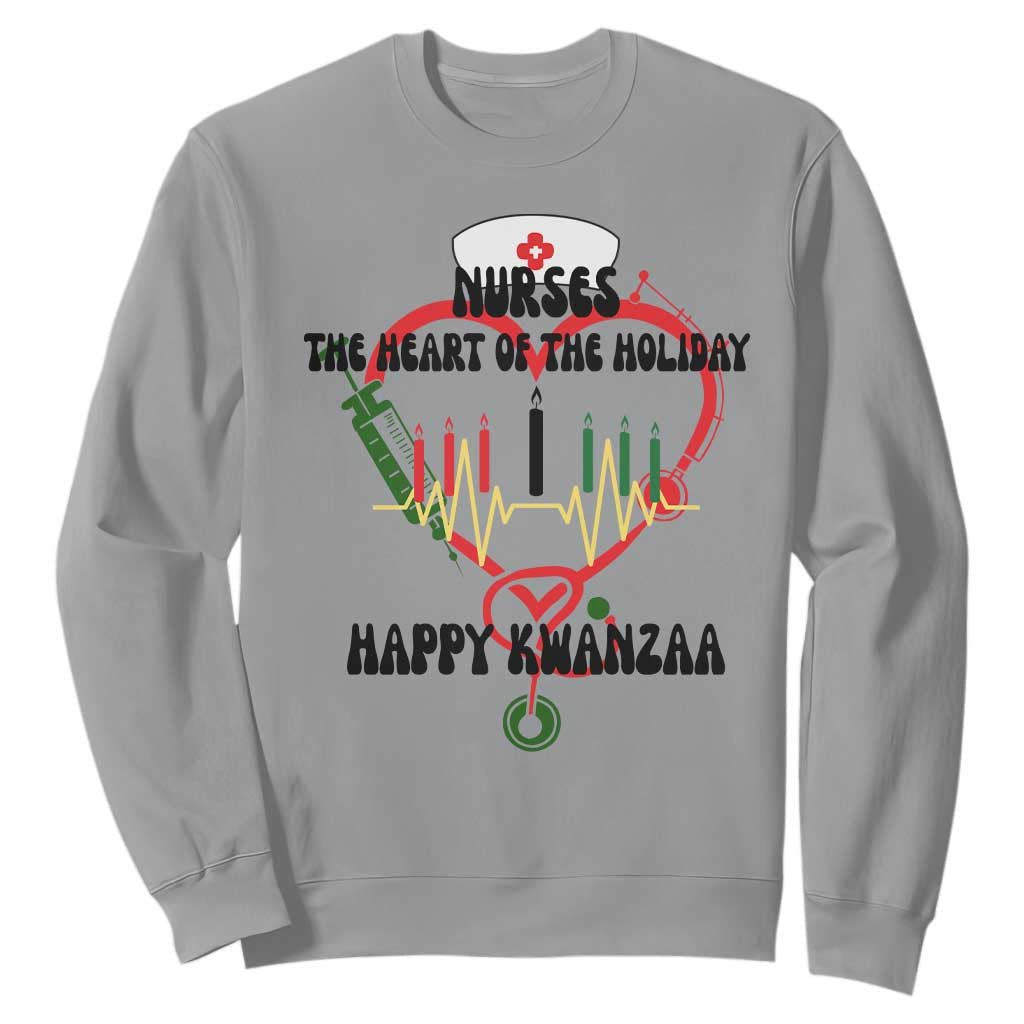 Nurses The Heart Of The Holiday Sweatshirt Kwanzaa Celebration Gift TS12 Sport Gray Print Your Wear