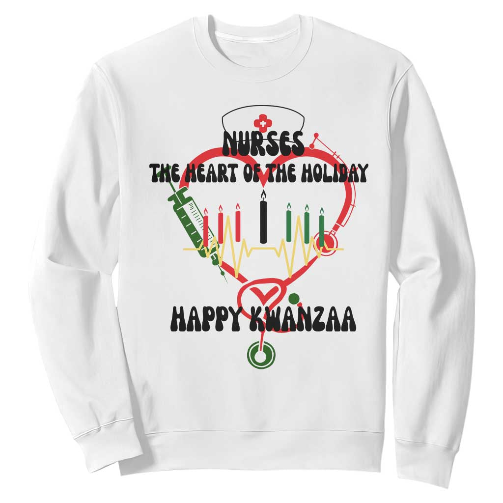 Nurses The Heart Of The Holiday Sweatshirt Kwanzaa Celebration Gift TS12 White Print Your Wear