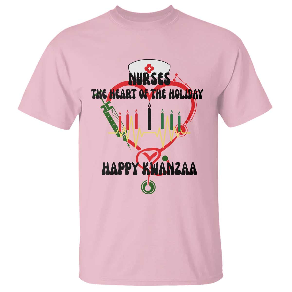 Nurses The Heart Of The Holiday T Shirt Kwanzaa Celebration Gift TS12 Light Pink Print Your Wear