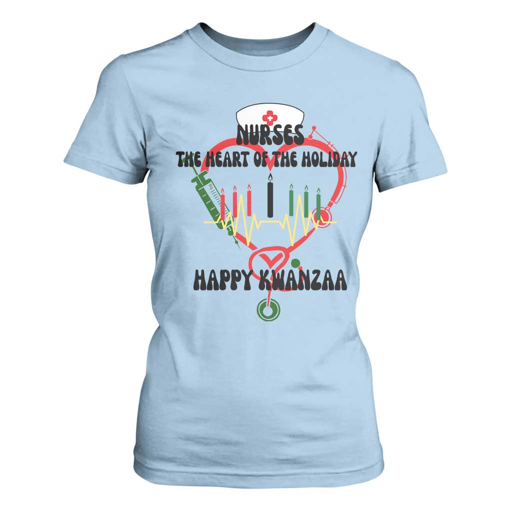 Nurses The Heart Of The Holiday T Shirt For Women Kwanzaa Celebration Gift TS12 Light Blue Print Your Wear