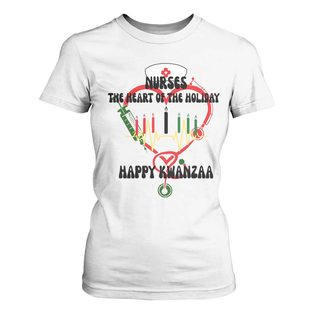 Nurses The Heart Of The Holiday T Shirt For Women Kwanzaa Celebration Gift TS12 White Print Your Wear