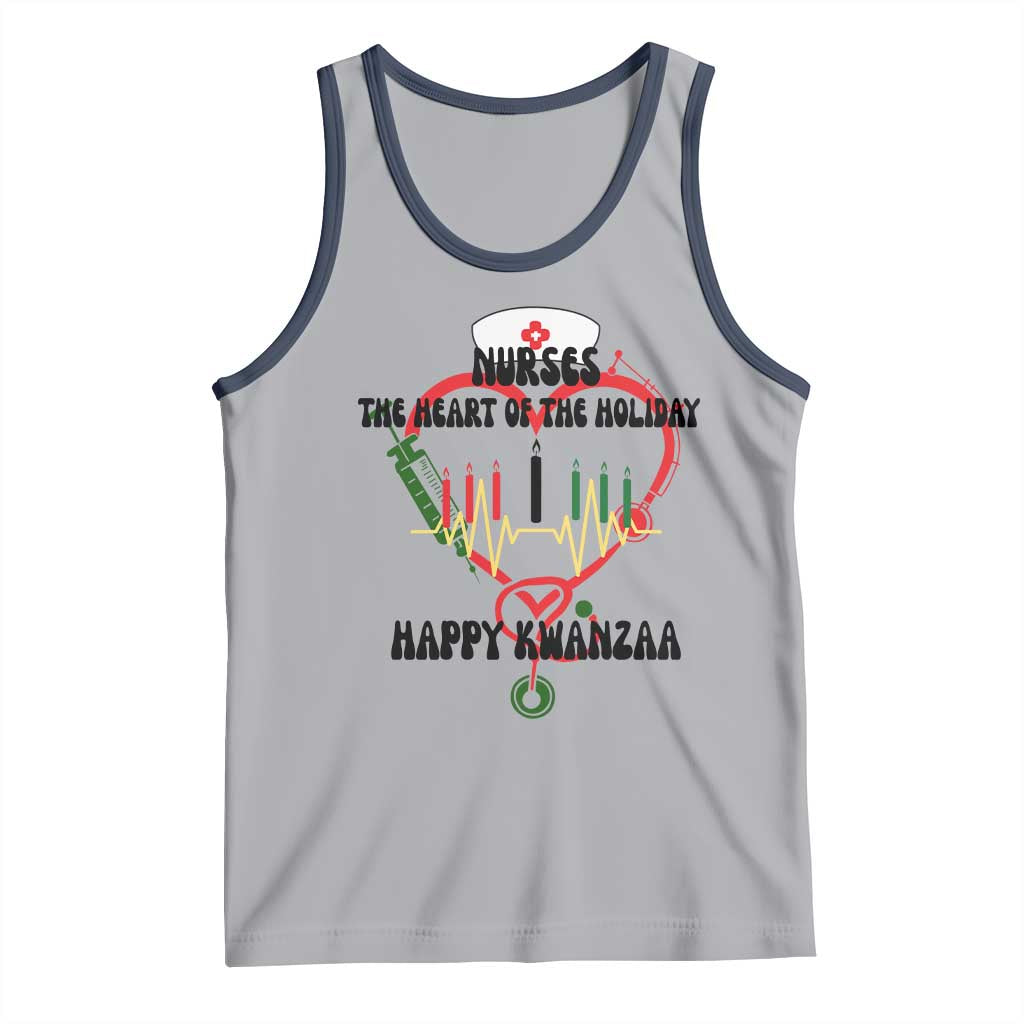 Nurses The Heart Of The Holiday Tank Top Kwanzaa Celebration Gift TS12 Athletic Heather Navy Print Your Wear